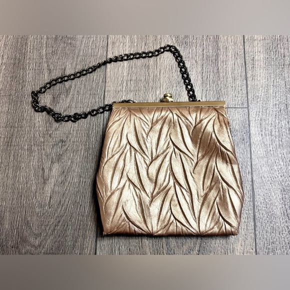 Jessica McClintock Handbags - Vintage Jessica McClintock Metallic Golf Leaf Textured Evening Bag Clutch